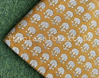 Tela de algodón con estampado floral indio, vestido de tela con estampado de bloques, tela india teñida de verduras, tela cortada a medida, ropa de mujer, tela de costura
