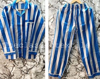 Stripe Cotton Print  Women's Pajamas | Cotton Pajamas | PJ Sets | Nightwear | Loungewear | Long Sleeve Pajamas| Pajamas | Organic Cotton