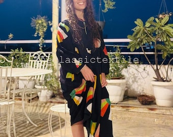 Floral Hand Block Print Kyra Midi Dress, Mini Dress: Soft Cotton Spring Dress, Summer Dress For Women, Deep Neck With String Closer