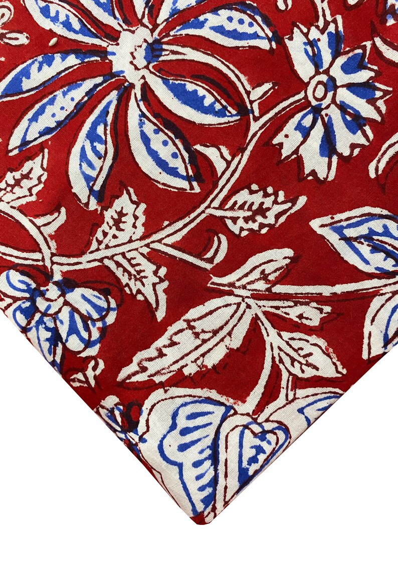 Pink Floral Print Block Print Fabric Indian Cotton Fabric Etsy