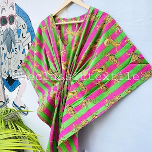 Indian Handmade Animal Print Cotton Kaftan,Women Dress Long Caftan,Dress Beach Cover up, Bikini Cover Up, Dress For To Be Moms, Gift For Her