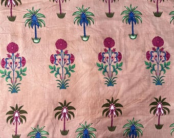 Indian 100% Pure Cotton Cloth, Mughal print Soft Cotton Block Print, Fabric by the yard, Women's Clothing, Hand Block print, Indian fabric
