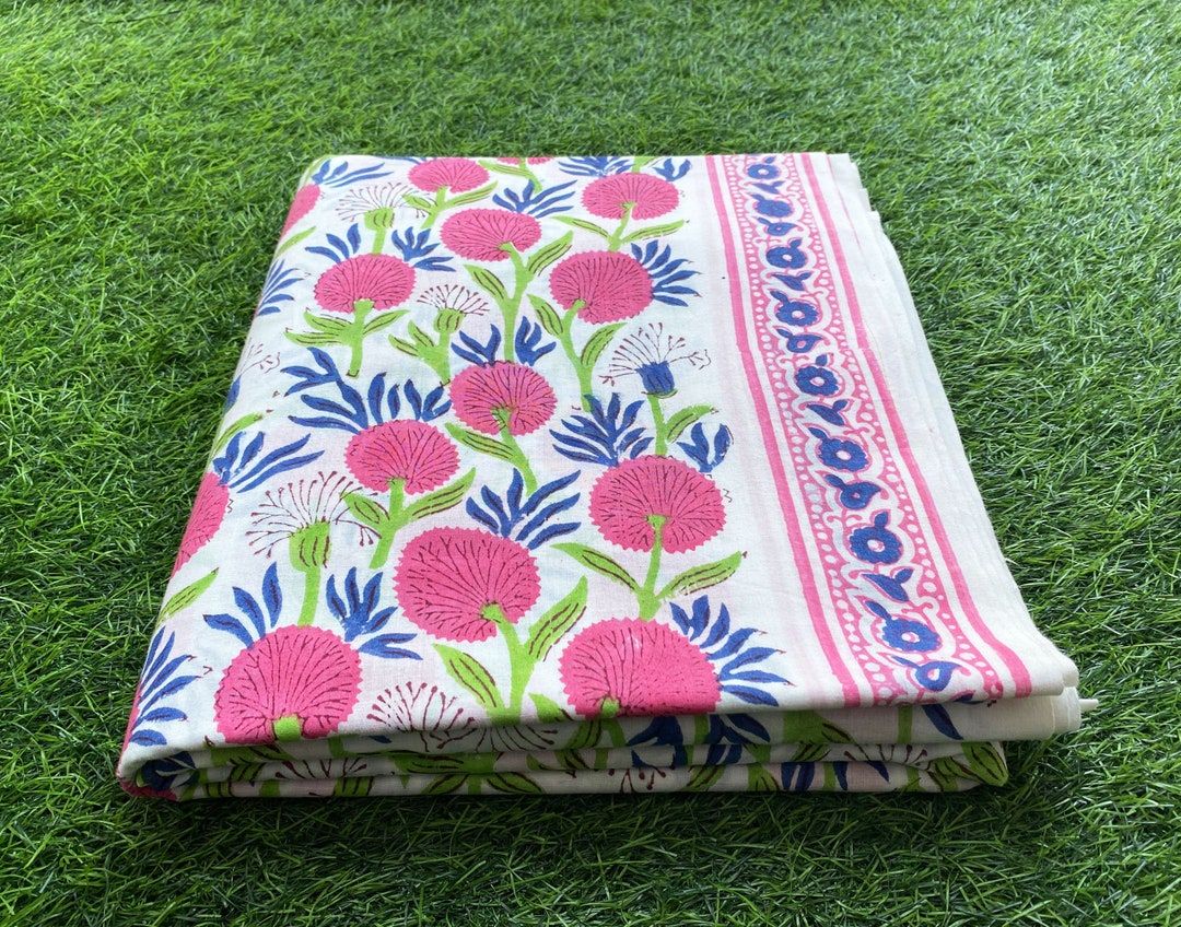 New Floral Print Block Print Fabric, Indian Hand Block Print Fabric, Indian  Cotton Fabric by the Yard, Handmade Fabric, Sewing Fabric 