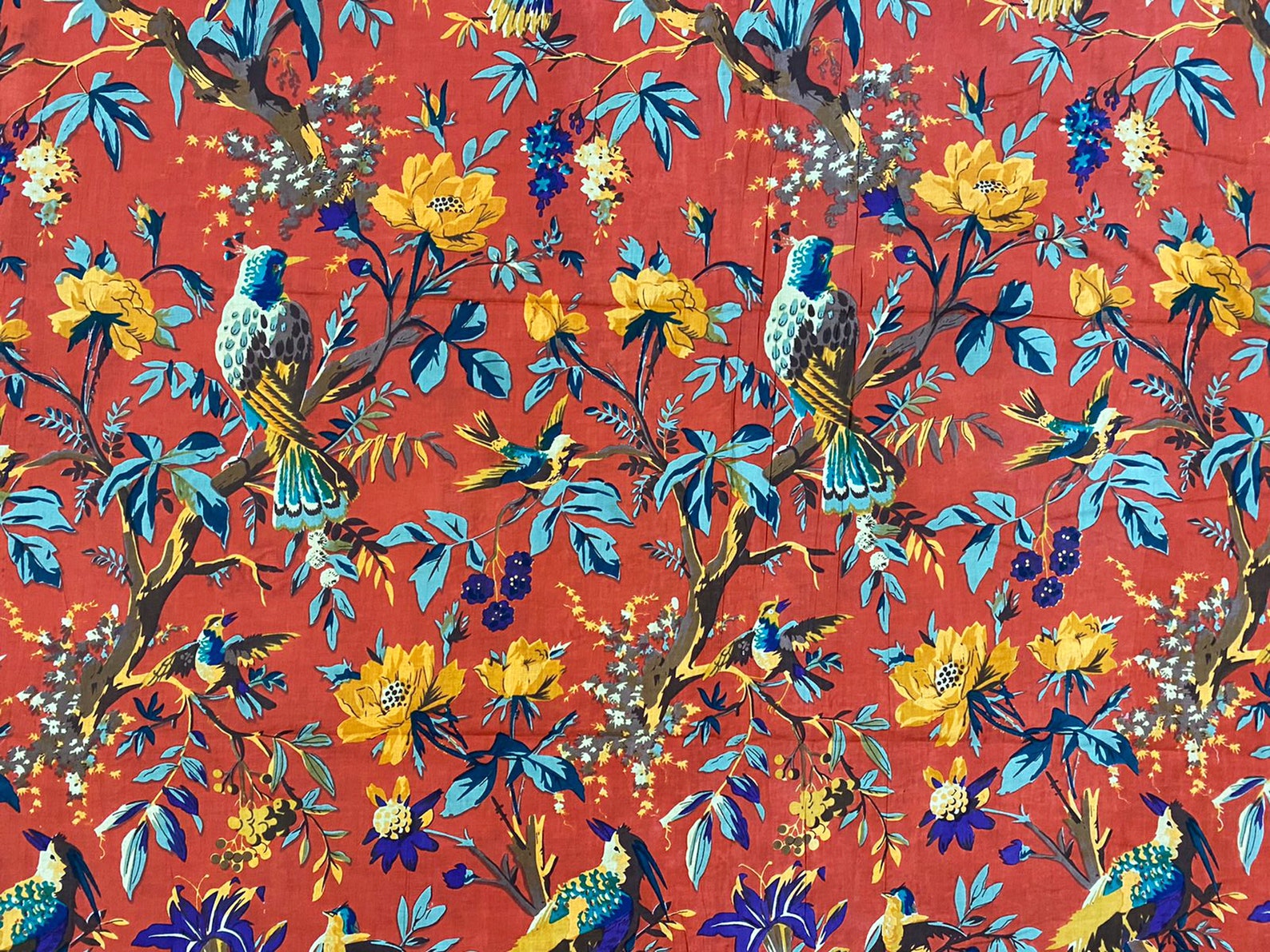 Bird Print Cotton Fabric Indian Soft Cotton Fabric by the Etsy