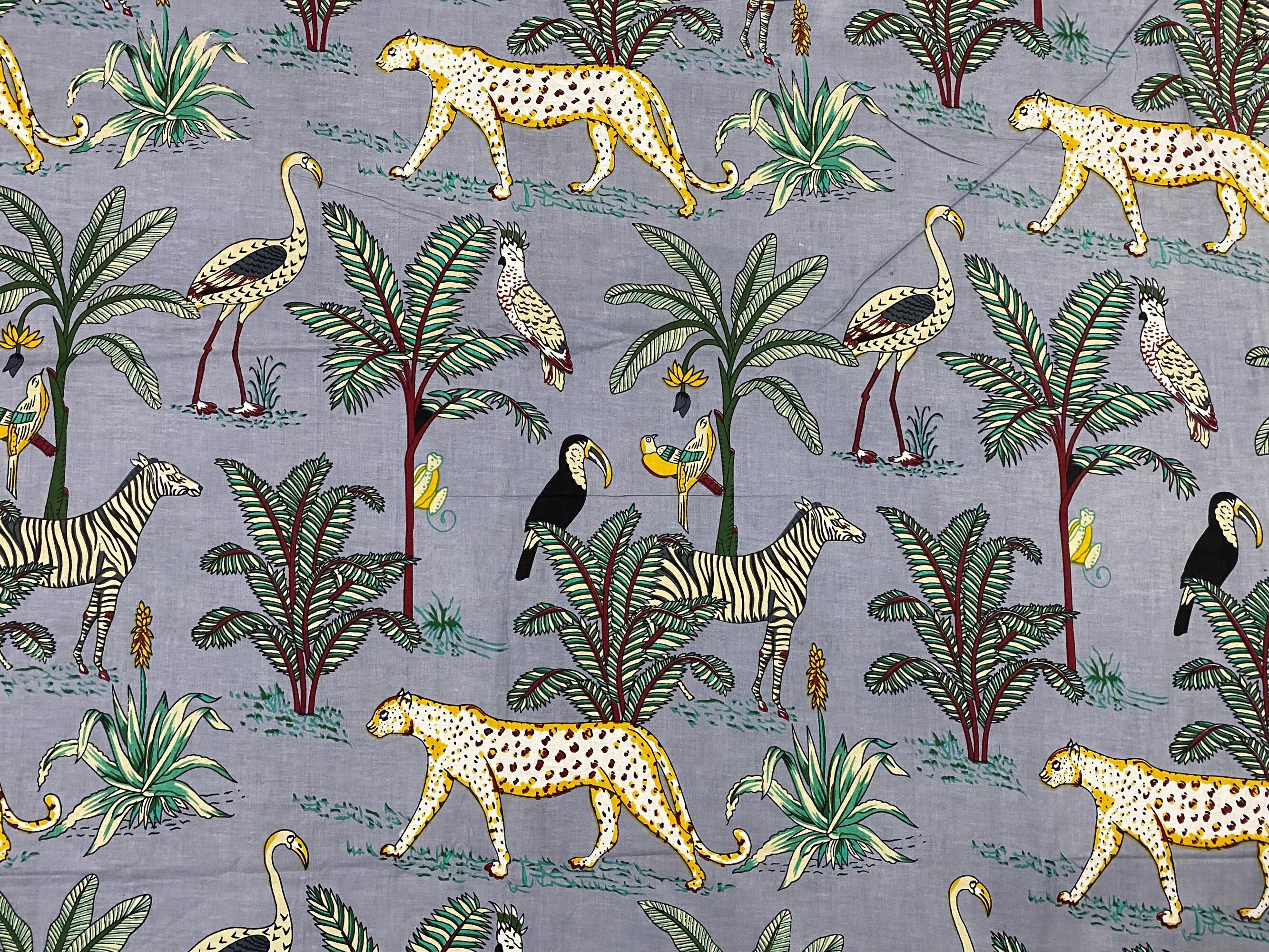 New Jungle Print Cotton Fabric, Indian Soft Cotton Fabric by the Yard,  Animal Print Fabric, Dressmaking Fabric, Sewing Fabric 