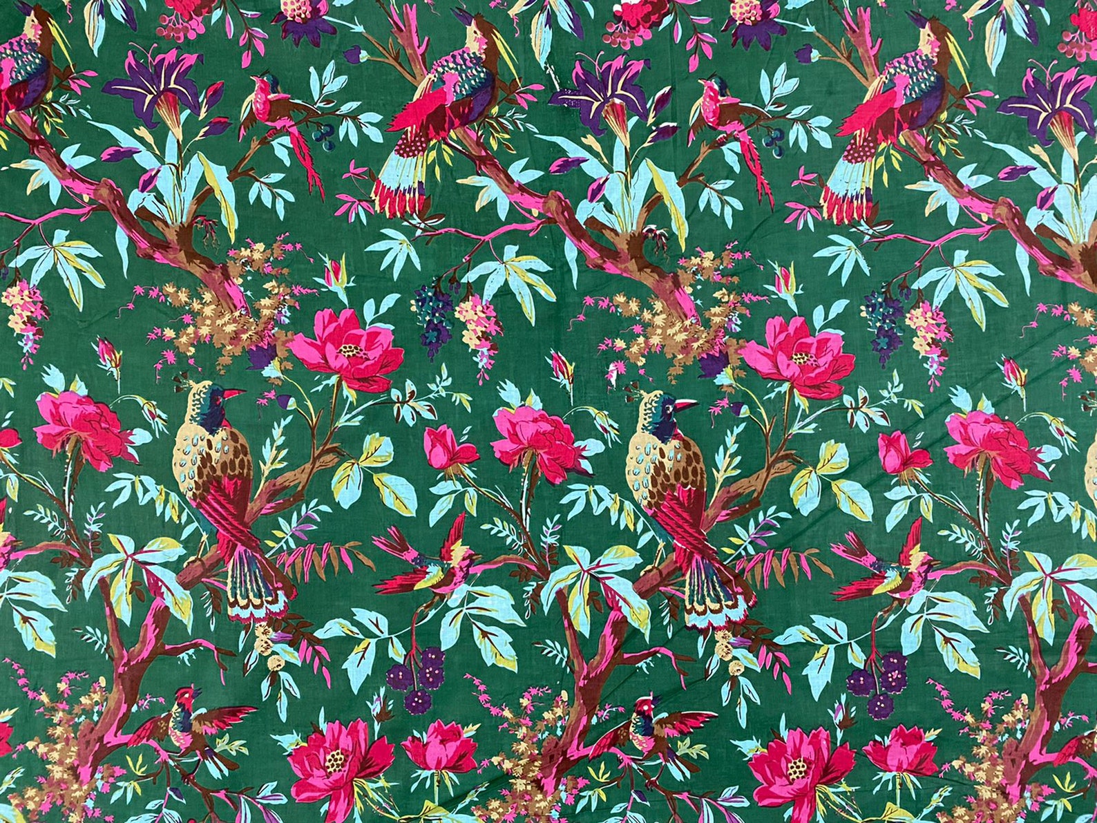 Bird Print Cotton Fabric Indian Soft Cotton Fabric by the Etsy