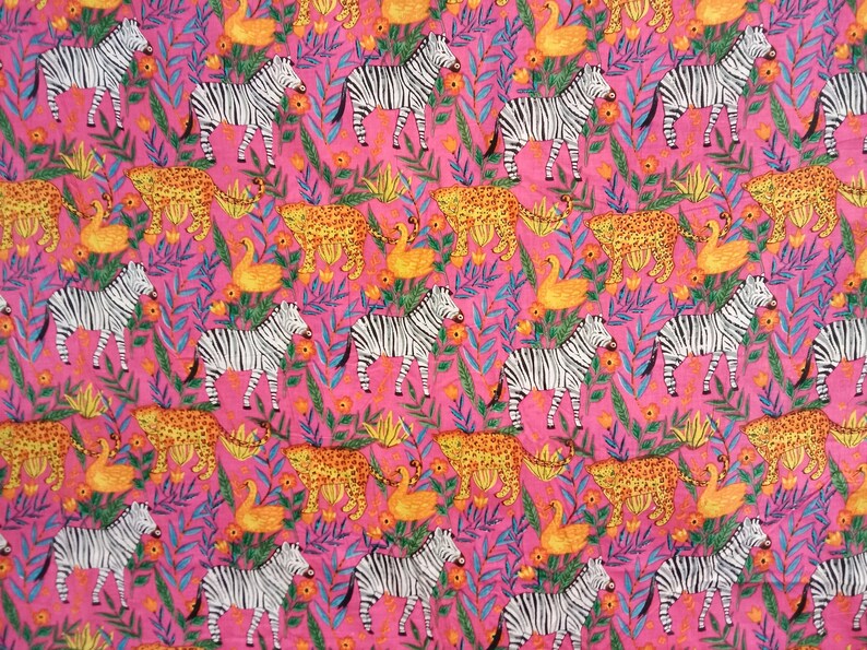 Zebra Print Cotton Fabric by the Yard Indian Fabric Handmade Etsy