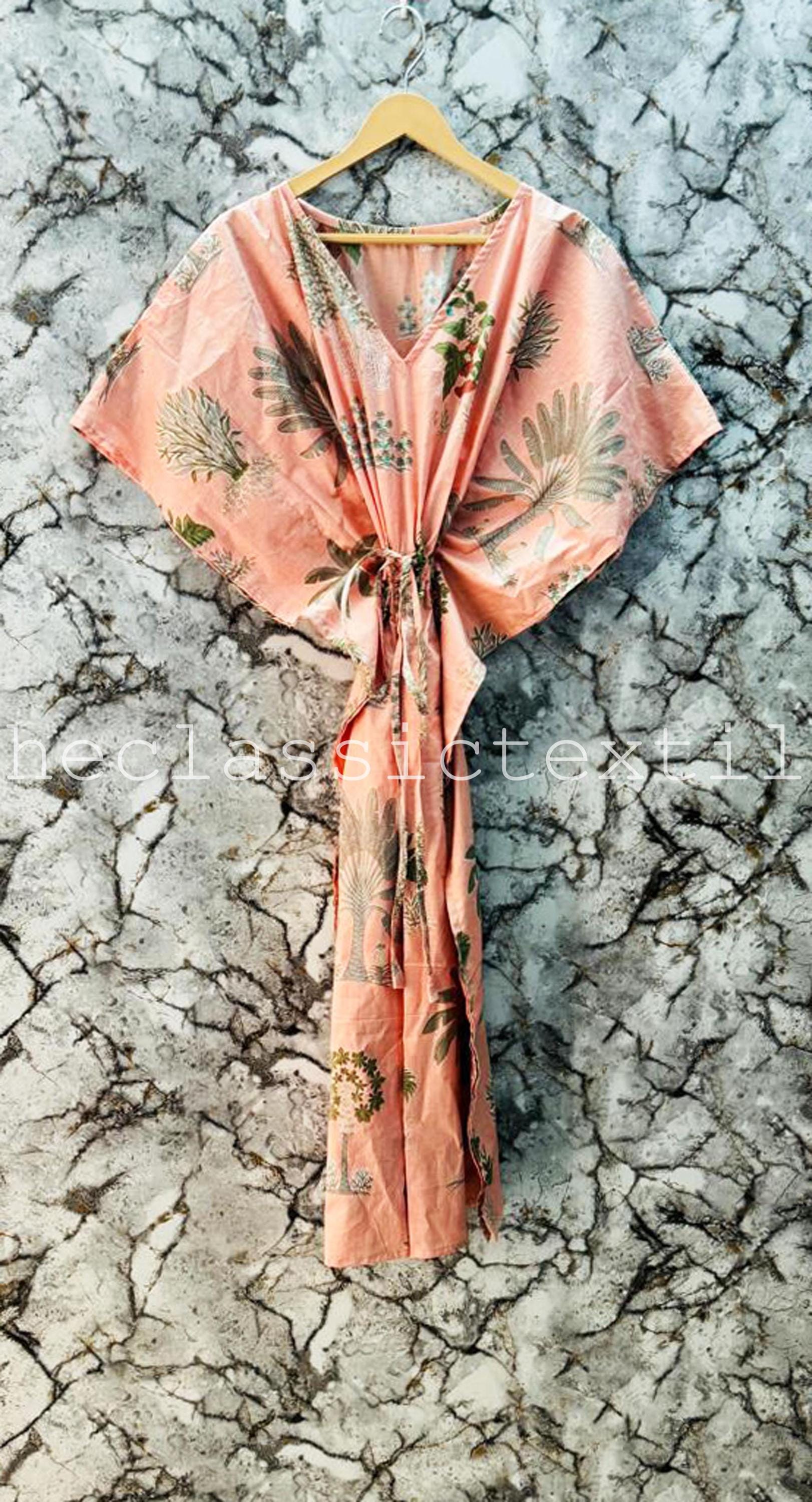 Cotton Kaftan Indian Floral Kaftan Long Caftan Dress For to be Moms Beach Cover up Sleepwear Indian Kaftan Maxi Dress Bikini Cover Up Caftan
