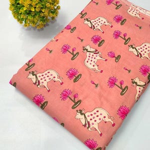 Indian Hand Block Print cotton fabric, 100 % Pure Cotton Voile Fabric, fabric By yards, Fabric For Dress Making ,Sewing, Crafting, gift
