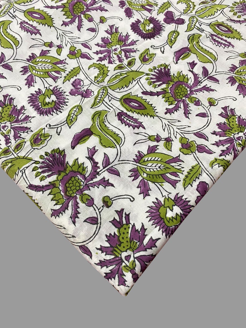 Block Print Fabric by the Yard Floral Cotton Fabric Hand Etsy