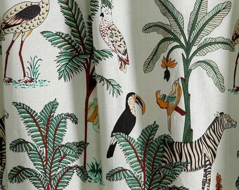 Jungle Hand Block Print Cotton Fabric By The Yard, Animal Print 100% Pure Hand Block Fabric, Upholstery Fabric, Dress Making Fabric
