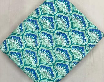 Tela con estampado floral en bloque, tela india estampada a mano en bloque, 100 % algodón, cortada a medida, para cortinas, almohadas y vestidos.