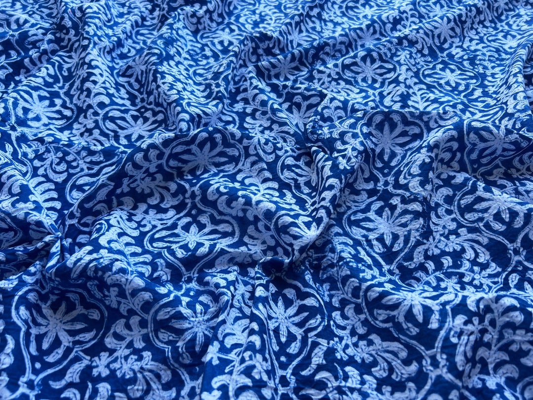 Block Print Fabric by the Yard, Indian Cotton Fabric, Floral Print
