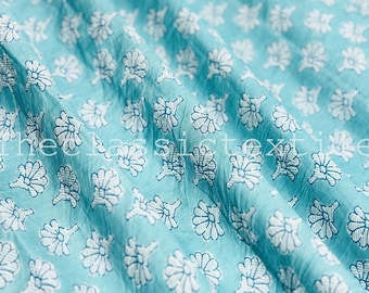 Blue Beautiful Hand Block Printed Fabric, Cotton Fabric, Indian Fabric, fabric by yard, Block Printed Cotton womens clothing