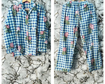 Pijama con estampado floral de algodón puro, conjunto de pijama de algodón indio, pijama de algodón suave, regalo para ella, corte a medida.