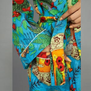 100% Cotton Kimono Bathrobe Frida Valentines Day GiftBird Bathrobe Turkish Bathrobe Cardigan Nightwear Dressing Gown Beach Bikini Summer