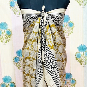 Wholesale Lot Sarong beach wrap, Silk Border Indian Hand block print Pareo, Zari sarong for women, Ladies Scarf, Jaipur Print, Beach Scarf