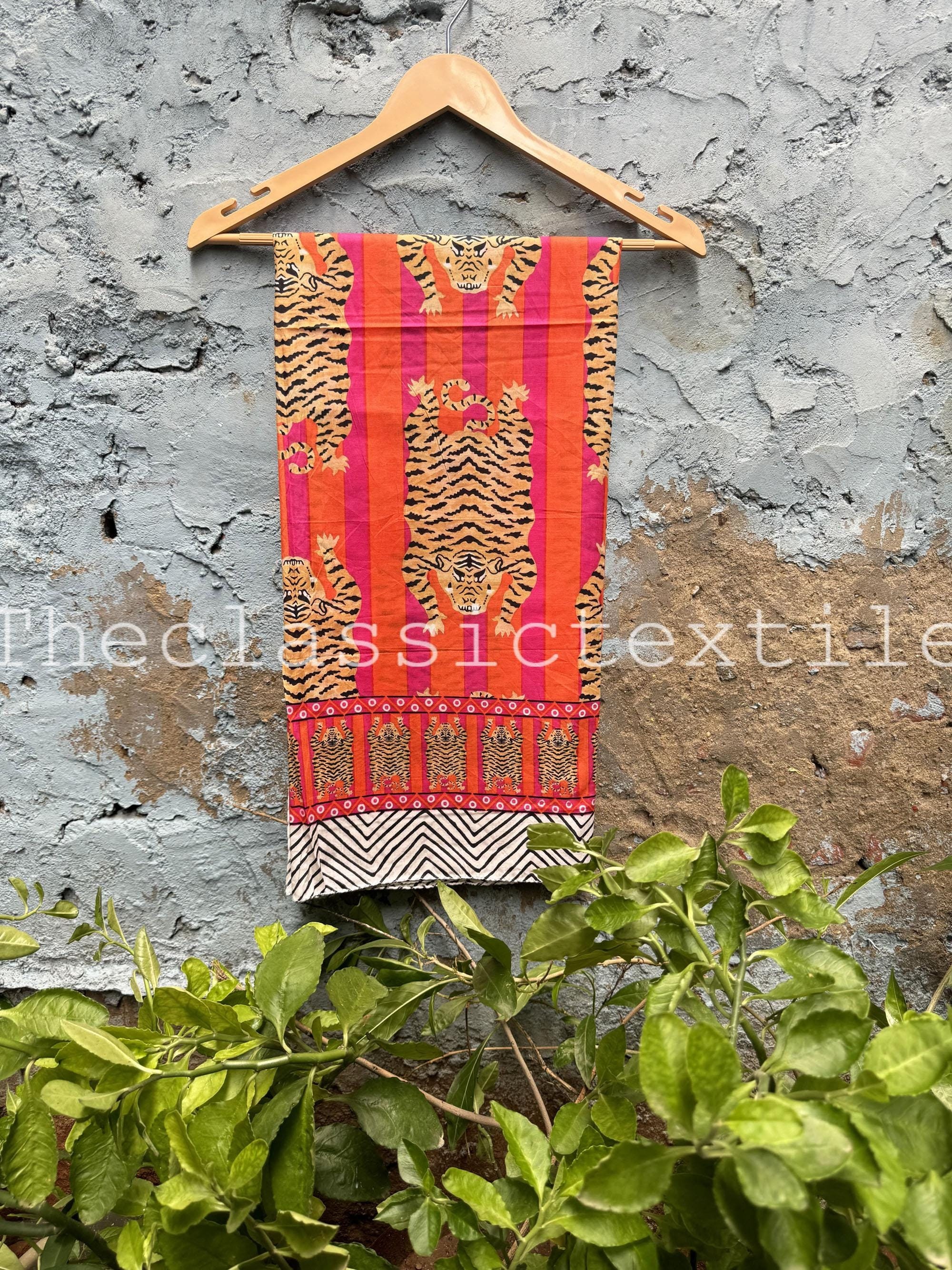Tibetan Tiger Print Cotton Beach Sarong Sarong Indian Hand Block Print Beach Sarongs Soft Voile Fabric Summer Pareo Gift for Her