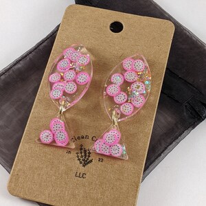 Dragon Fruit Resin Earrings | Gold Post Earrings | Fruit Slice Post Earrings | Fruit Statement Jewelry| gifts for her
