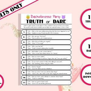 Truth or Dare - Bachelorette Party Game / Hens Night / Hen Party Game ...