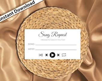 Bruiloft lied verzoekkaart, ik beloof te dansen verzoekkaart, afdrukbare bruiloft DJ verzoek, Instant Download, lied verzoekkaart afdrukbaar