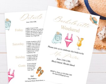 Tropical Beach Bachelorette Party Invitation Template (Digital Download)