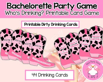 Cowgirl Bachelorette Drinking Game, Dirty Hen Party Cards (Digital Download)