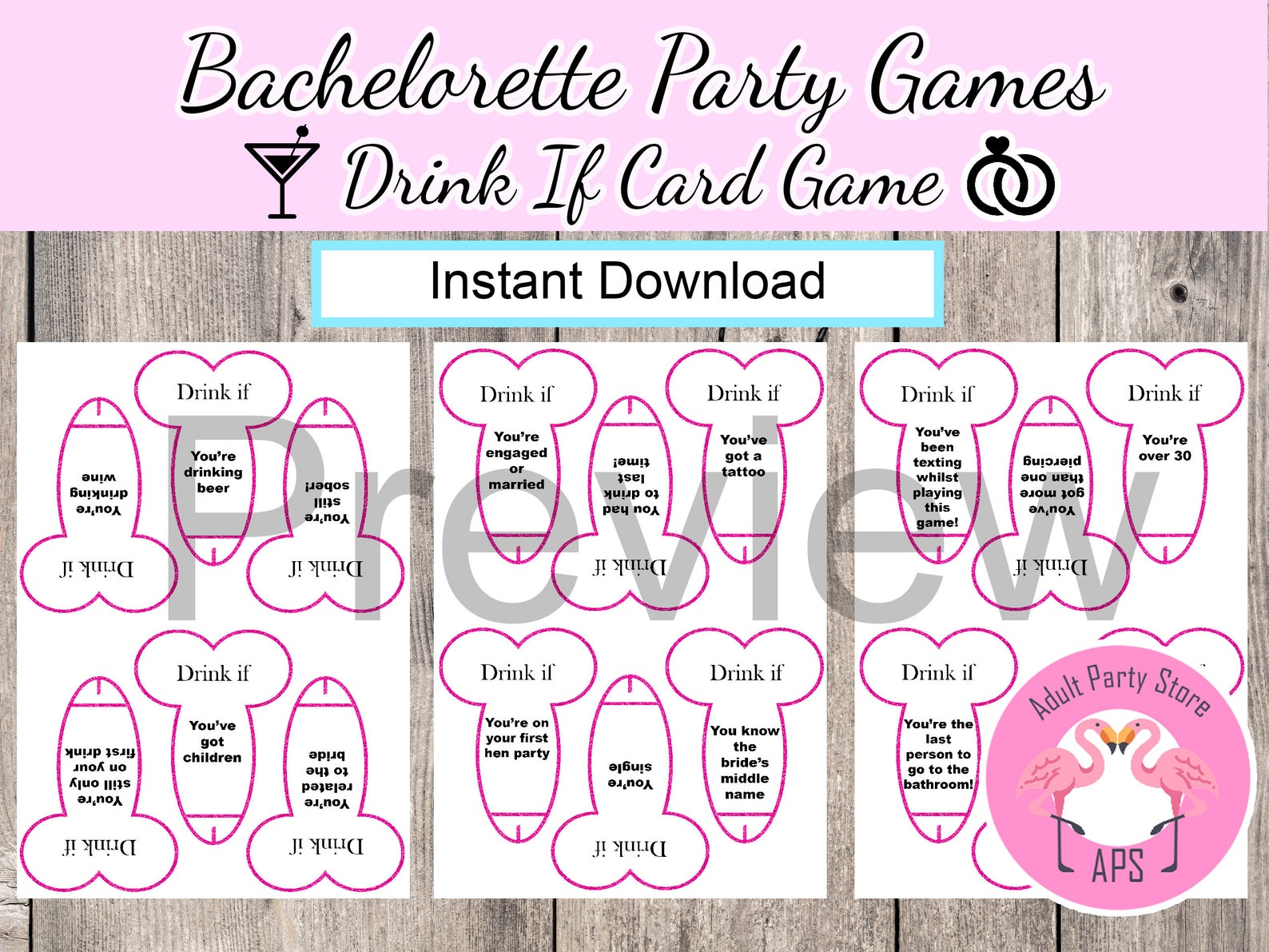 Bachelorette Drinking Game Dirty Drink If Game Girls Night - Etsy