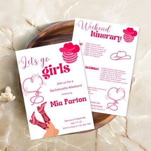 Let&#39;s Go Girls Bachelorette Party Itinerary Template, Nashville Bachelorette Invitation, Disco Cowgirl, Last Rodeo Bachelorette, Nash Bash