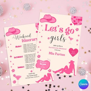 Let's Go Girls Nashville Bachelorette Party Invitation and Itinerary Template, Last Rodeo, Nash Bash Bachelorette Weekend Invite, Country