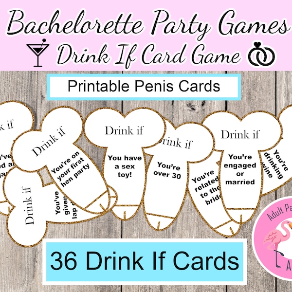 Bachelorette Drinking Game, Dirty Drink If Game, Girls Night Games, Hen party, Bridal Party, Printable Card game , Drinking Game, Drink If