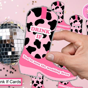 Laatste Rodeo Bachelorette drankje als spel, vrijgezellenfeest, vuile drank als bruidsfeest afdrukbaar spel, Bachelorette drinkspel, kip doen, Cowgirl