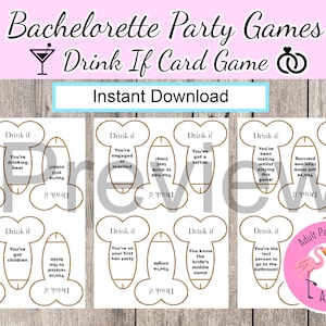 Bachelorette Drinking Game, Dirty Drink If Game, Girls Night Games, Hen party, Bridal Party, Printable Card game , Drinking Game, Drink If image 3