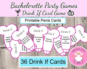 Bachelorette Drinkspel, Dirty Drink If Game, Girls Night Games, Vrijgezellenfeest, Bruidsfeest, Afdrukbaar kaartspel, Drinkspel, Drinken als