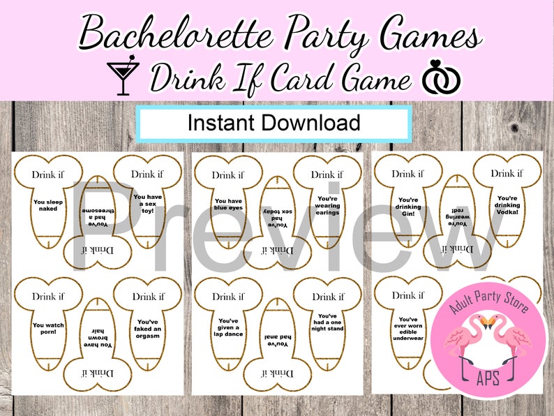 Bachelorette Drinking Game, Dirty Drink If Game, Girls Night Games, Hen party, Bridal Party, Printable Card game , Drinking Game, Drink If image 5