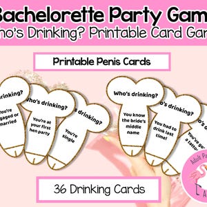 Bachelorette Drinking Game, Dirty Who's Drinking Cards, Hen Party Icebreaker (Printable)