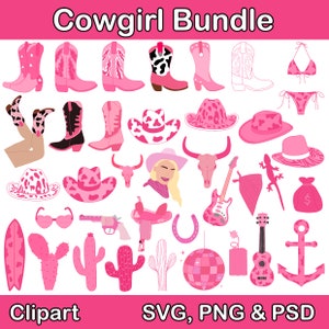 Cowgirl SVG Bundle, Cowgirl Boots Svg, Cowgirl Hat Svg, Disco Cowgirl Svg, Cow Skull Svg, Western Svg, Horshshoe Svg, Cowgirl Clipart, Hen