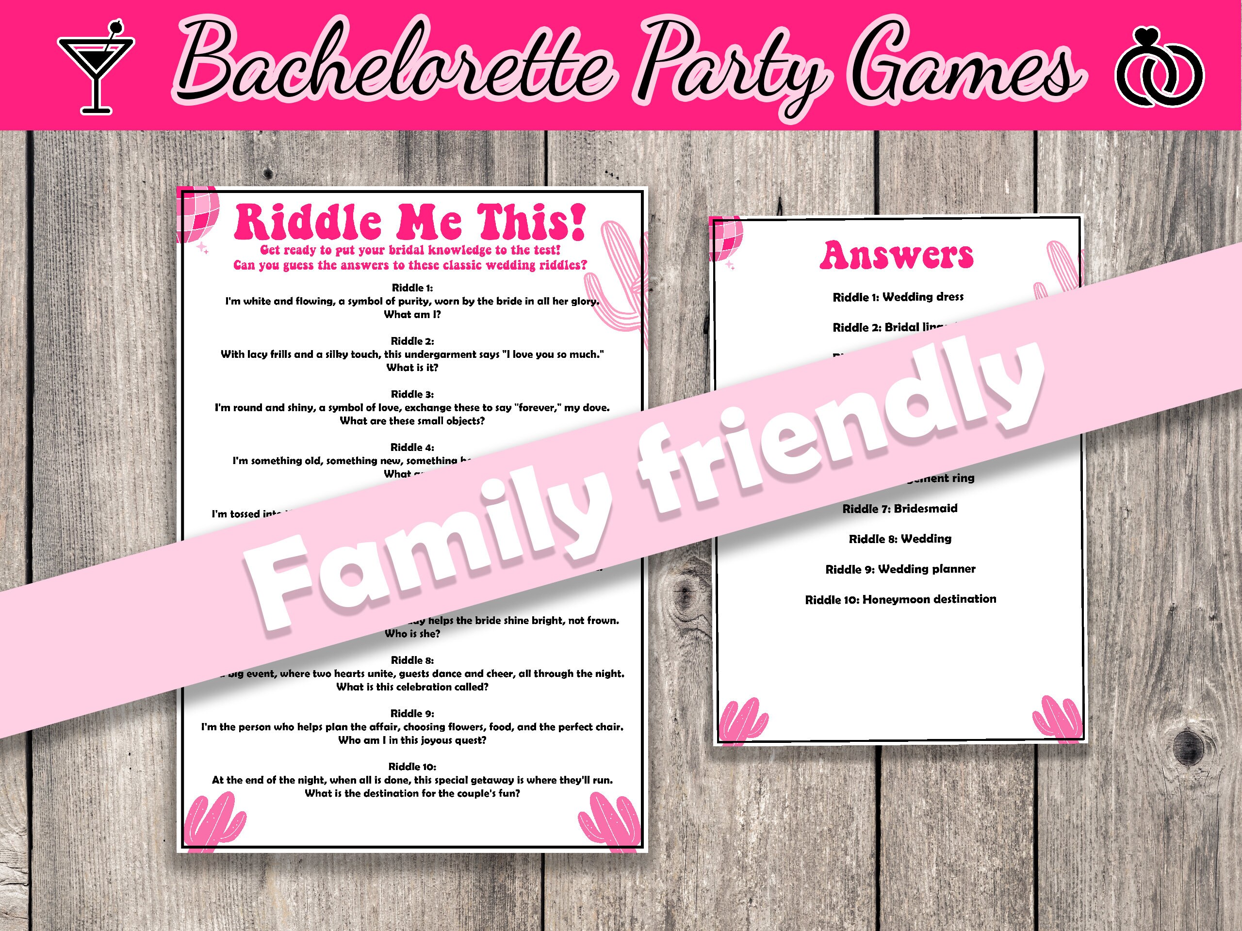 Bachelorette Party Game, Riddle Me This, Bridal Shower Game, Printable ...