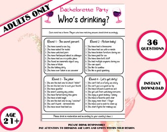 Bachelorette Party Drinking Game, Dirty Hens Night Questions (Instant Download)
