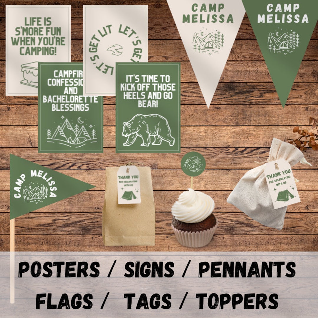 Camp Bachelorette Party Bundle Editable Templates | Last Trail Before ...