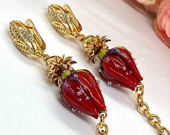 Beautiful handmade earrings lampwork beads unique piece