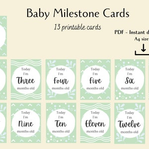 Druckbare Baby Meilenstein Karten, Baby Monatskarten, Digital Download,