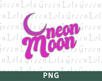 Neon Moon Sublimation Design PNG