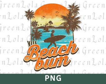 Beach Bum Png, Summer Png, Retro Summer PNG for Sublimation, Trendy Summer Design, Beach Png, Beach Vibes Png Sublimation Design