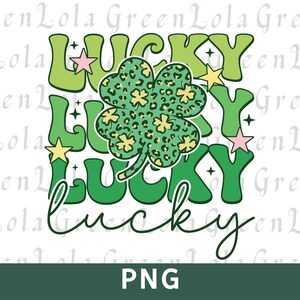 Lucky Png, St Patrick&#39;s Day Png, Stacked Lucky Png, Retro Shamrock Png, Irish Png, St. Paddy&#39;s Day Svg, Retro St Patricks, Clover Svg