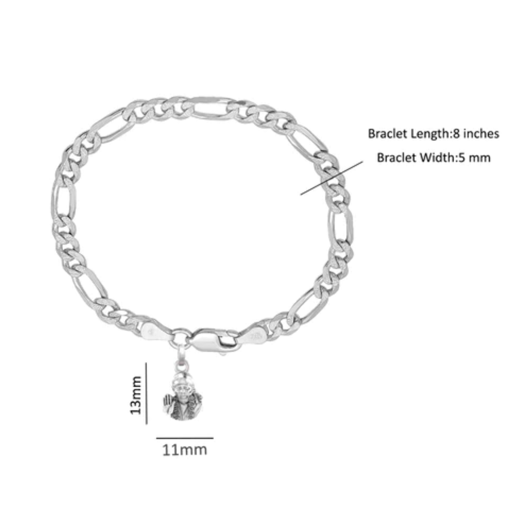 5mm Figaro Solid 925 Sterling Silver Bracelet In Gold - Helloice