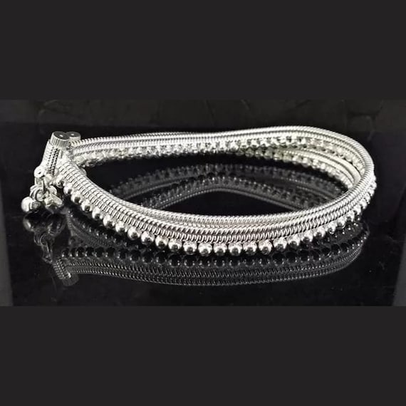 Anklets Payal Kolusu Stylish Brass Silver plated Thin Size