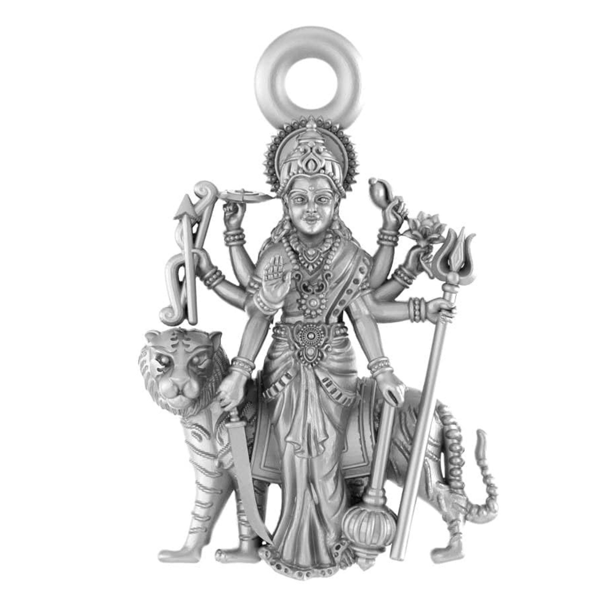 Goddess Durga Maa Durga Maa Locket Pendant Sterling Silver 92.5