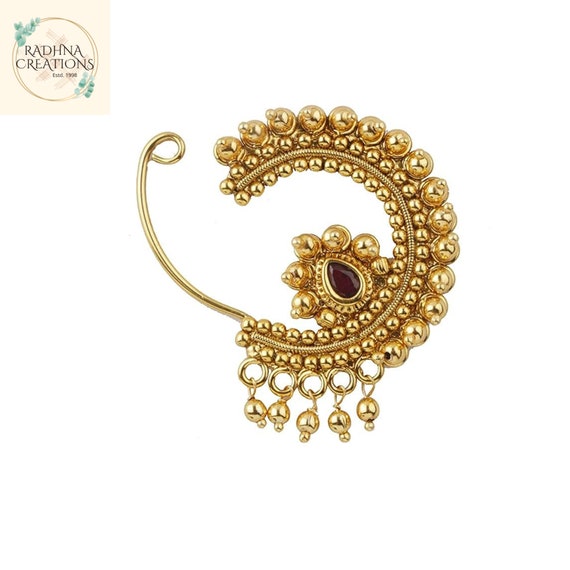 Buy Fancy Baser Indian Nose Ring/clip ON Kundan Nosering/gold Nose Ring/nose  Ring With Chain/ Polki Nath/ Bollywood Jewelry. Online in India - Etsy