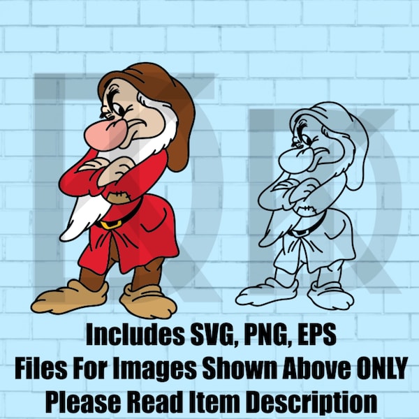 Grumpy Dwarf Seven Dwarves SVG, EPS, archivo PNG! Cricut, Digital, Imprimible